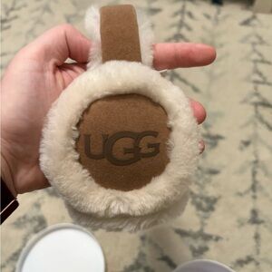 UGG Brown and Cream Shearling Ear Muffs